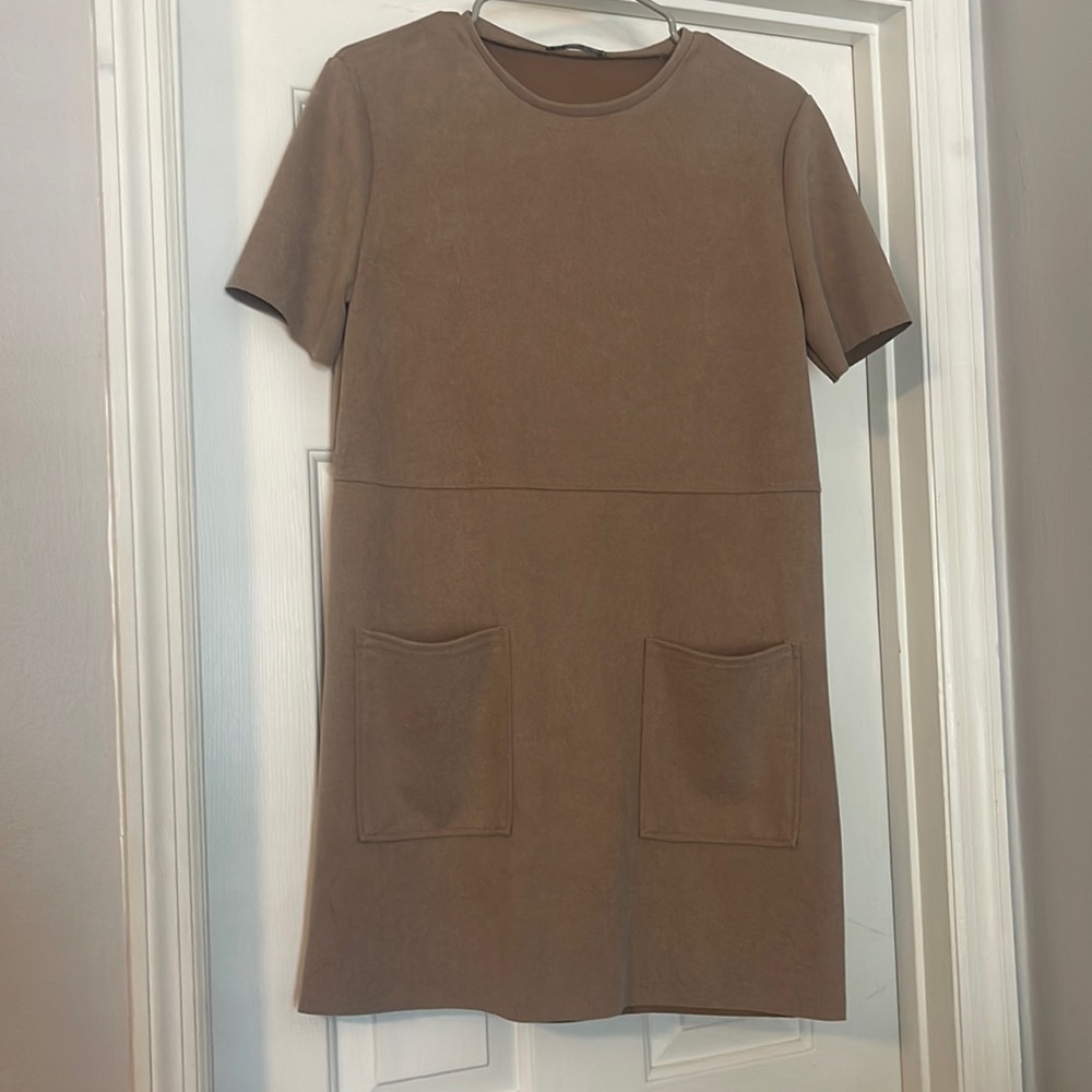 Zara brown short sleeve dress